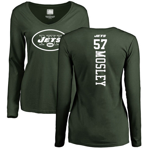 New York Jets Green Women C.J. Mosley Backer NFL Football #57 Long Sleeve T Shirt->women nfl jersey->Women Jersey